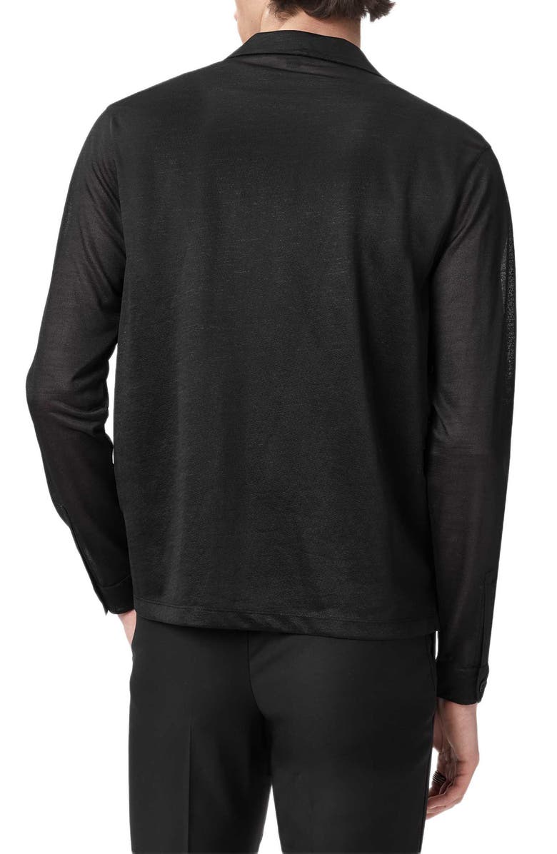 John Varvatos Sintra Summer Military Button-Up Shirt, Alternate, color, Black