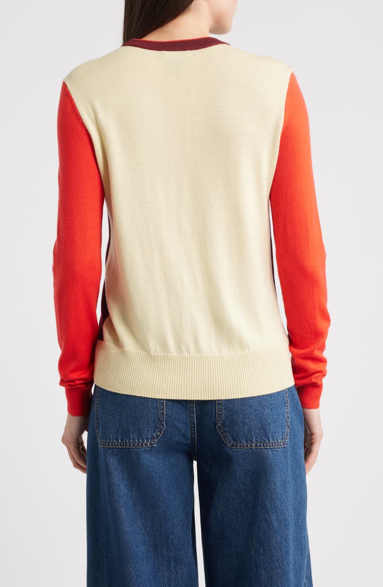 rag & bone Taron Colorblock Wool Sweater, Alternate, color, Burgundy Multi
