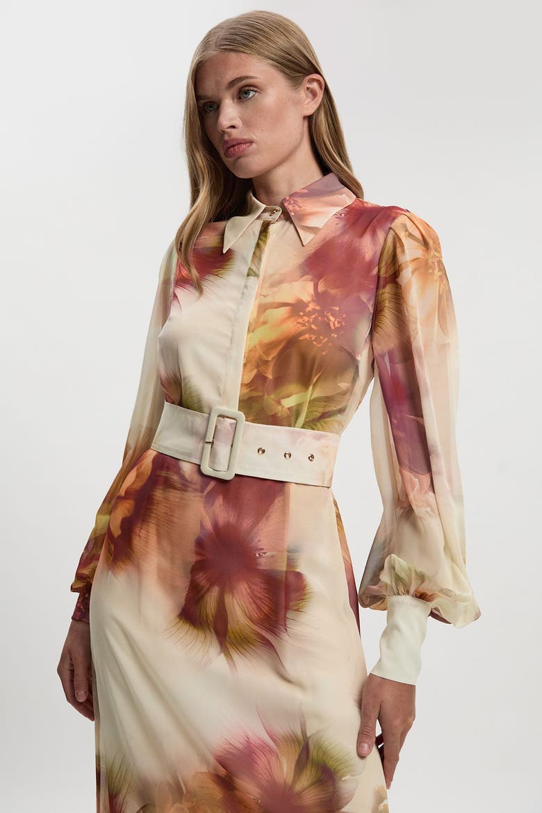 Floral Belted Woven Shirt Dress, Alternate, color, Floral