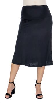 24seven Comfort Apparel Maternity A-Line Elastic Waist Knee Length Skirt