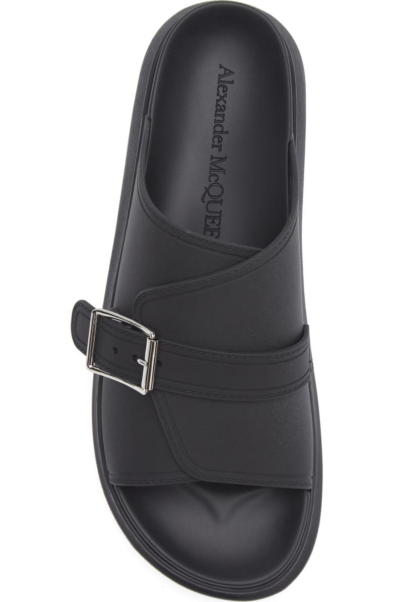 McQueen Buckle Rubber Slide Sandal, Alternate, color, Black