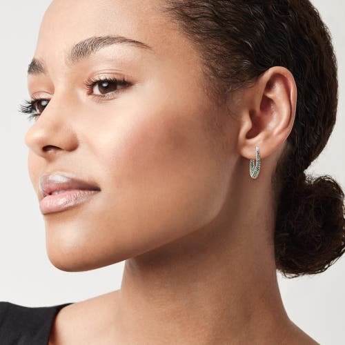 Crystalogy Multi-color Crystal Inside Out Oval Shape Hoop Earrings, Silver Plated, 1.2" In Multi