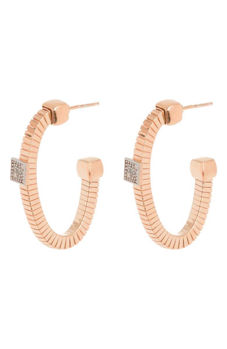 MESHMERISE 25mm Diamond Hoop Earrings - 0.06 ctw, Main, color, Rose