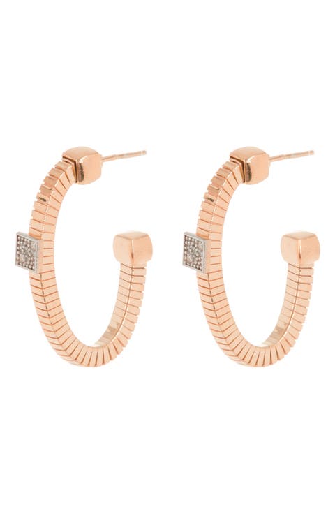 25mm Diamond Hoop Earrings - 0.06 ctw