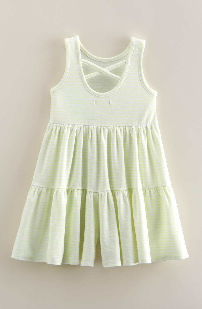 Tucker + Tate Kids' Stripe Tiered Romper, Alternate, color, Yellow Neon- White Stripe