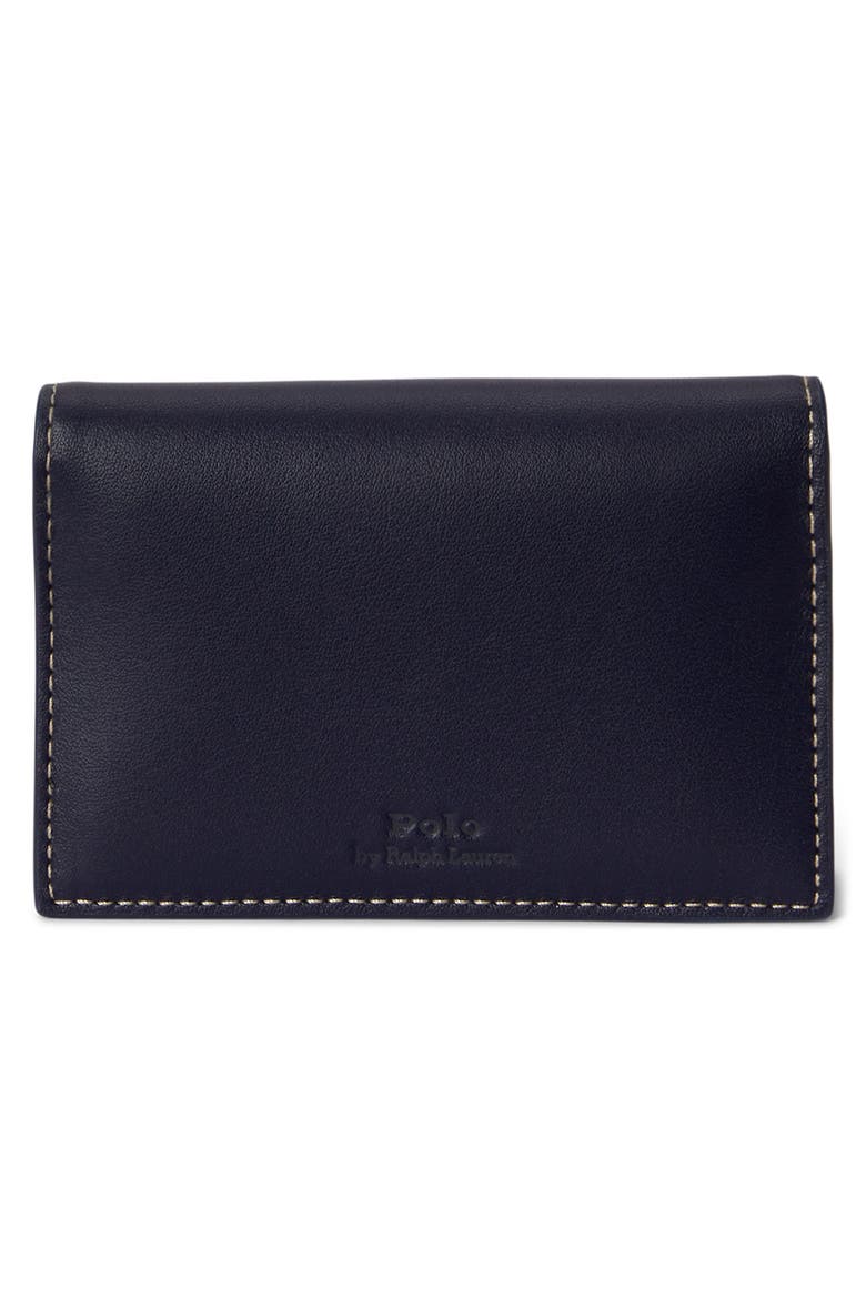 Polo Bear Leather Bifold Card Case, Alternate, color, NEWPORT NAVY