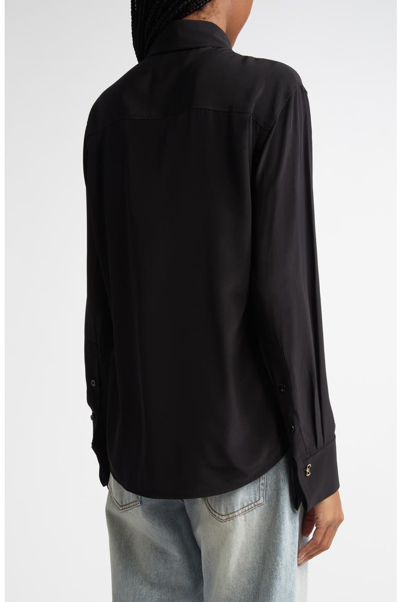 Arabella Silk Button-Up Shirt, Alternate, color, BLACK