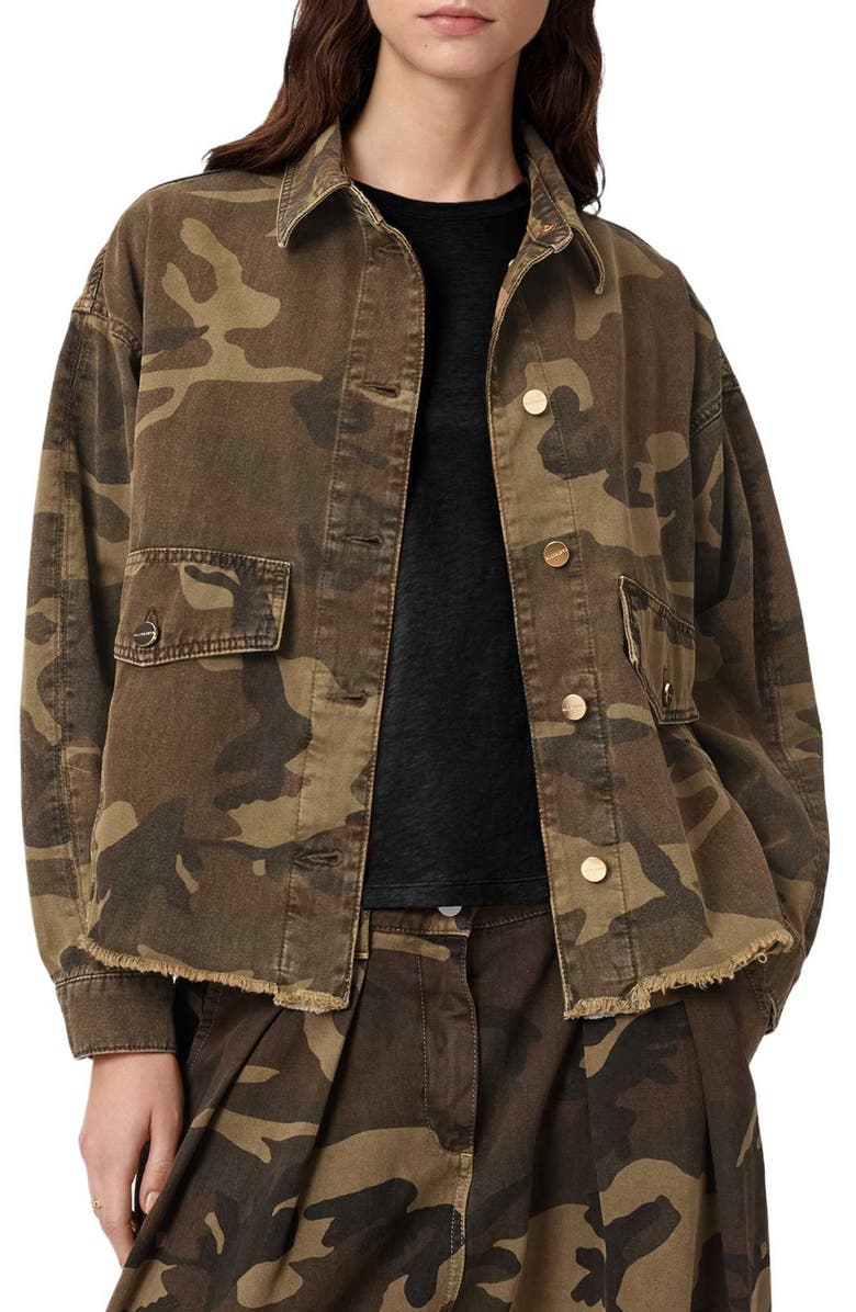 AllSaints Hettie Camo Shacket, Alternate, color, 
