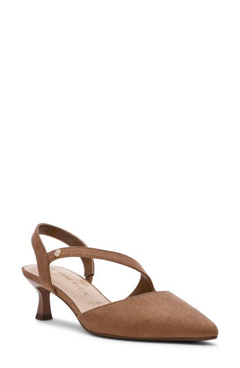 Anne Klein Iman Pointed Toe Slingback Pump In Brown