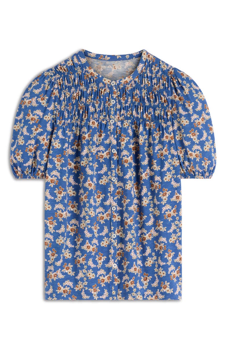 Boden Mya Floral Smock Button-Up Shirt, Alternate, color, True Navy Dainty Blooms