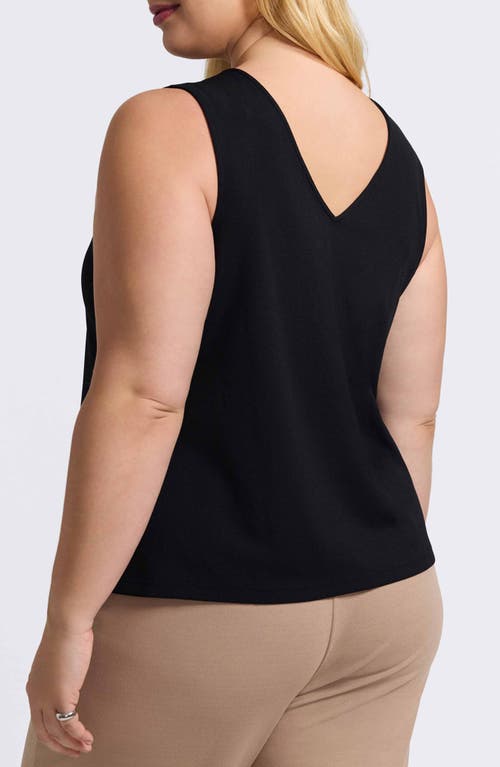 Foxcroft Callie Sleeveless Crepe Knit Top In Black