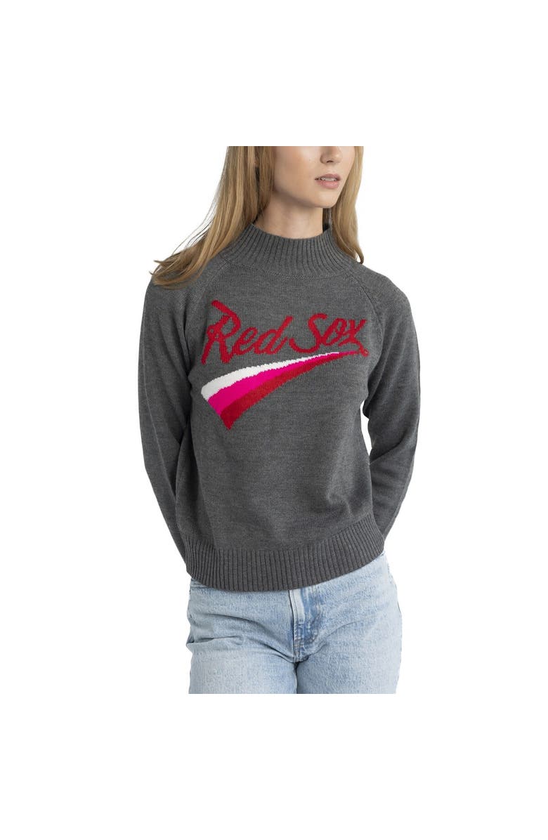 LUSSO Women's Lusso  Gray Boston Red Sox Serena Raglan Pullover Sweater, Alternate, color, Gray