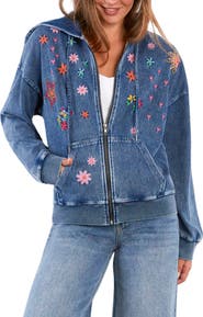 Billy T Sketchbook Embroidered Zip-Up Graphic Hoodie