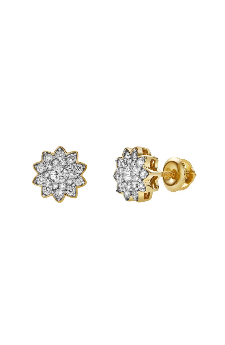 LuvMyJewelry Florana 10K Yellow Gold Cluster Diamond Unisex Earrings - 0.48 Cts, Alternate, color, 10K Yellow Gold