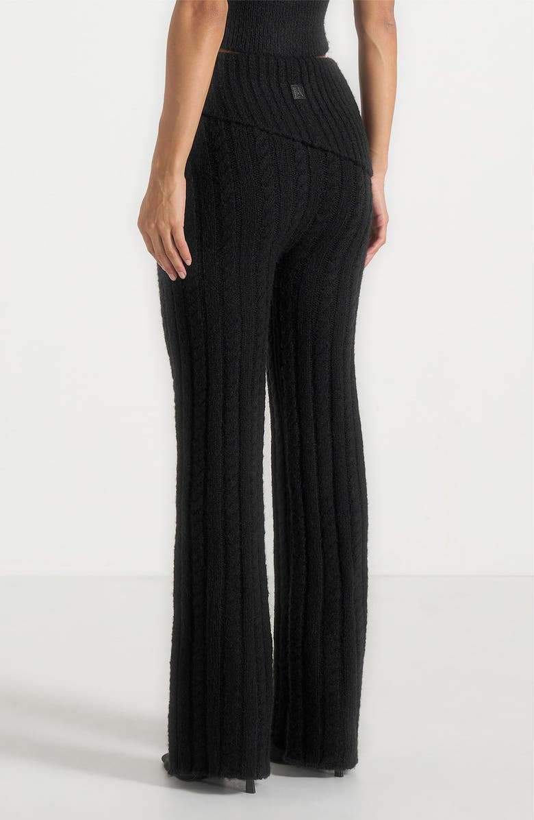 Manière De Voir Elvy Cable Knit Foldover Fit & Flare Bottoms, Alternate, color, Black
