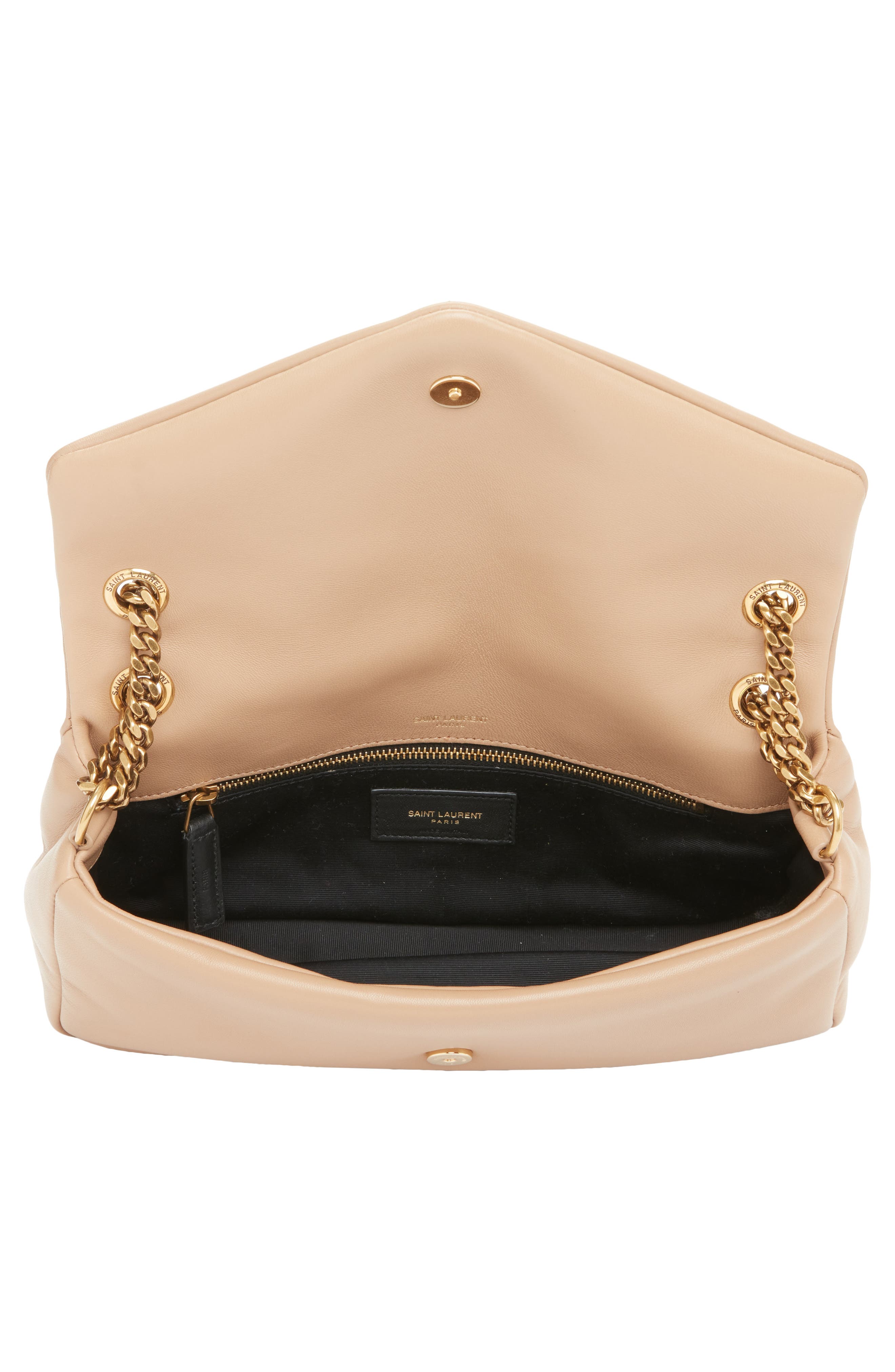 Saint Laurent Calypso Lambskin Leather Shoulder Bag, Alternate, color, Dark Toffee