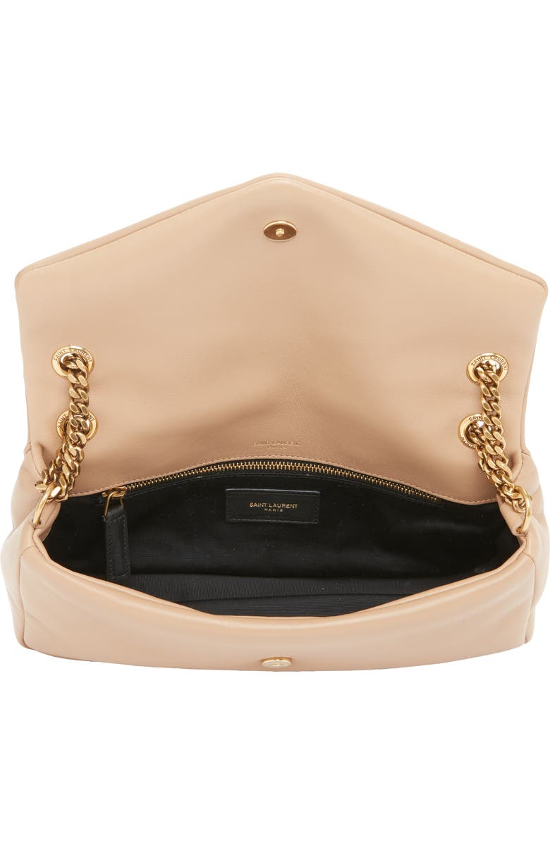 Saint Laurent Calypso Lambskin Leather Shoulder Bag, Alternate, color, Dark Toffee