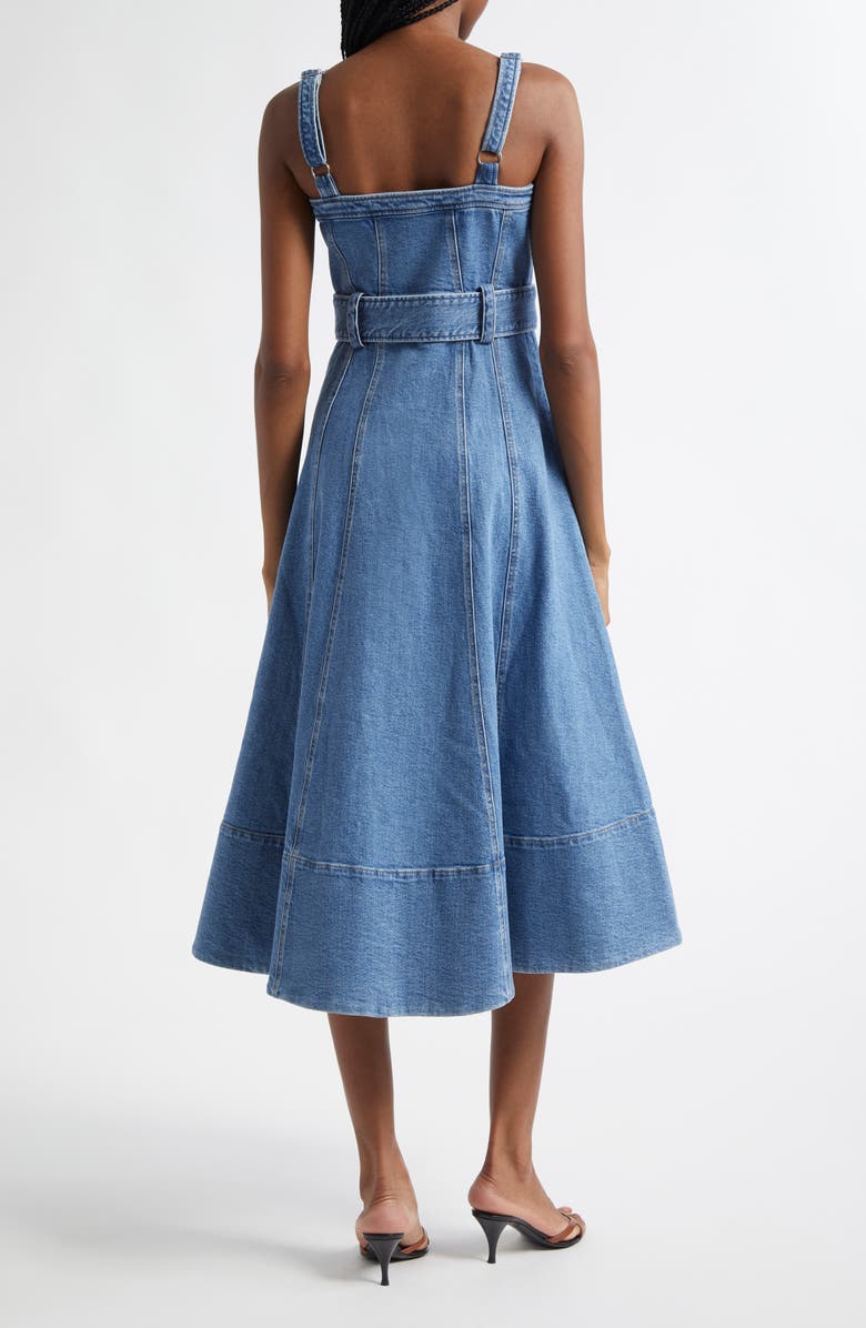 Cinq à Sept Vega Belted Denim Fit & Flare Dress, Alternate, color, Blue Haze