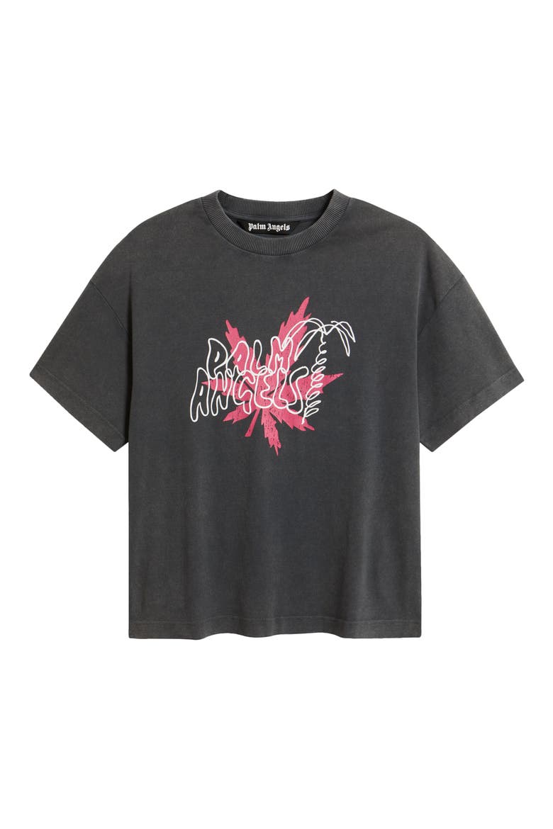 Palm Leaf Regular Fit Graphic T-Shirt, Alternate, color, BLACK FUCHSIA
