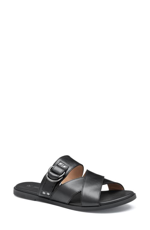 Johnston & Murphy Shayla Crossover Slide Sandal In Black Calfskin