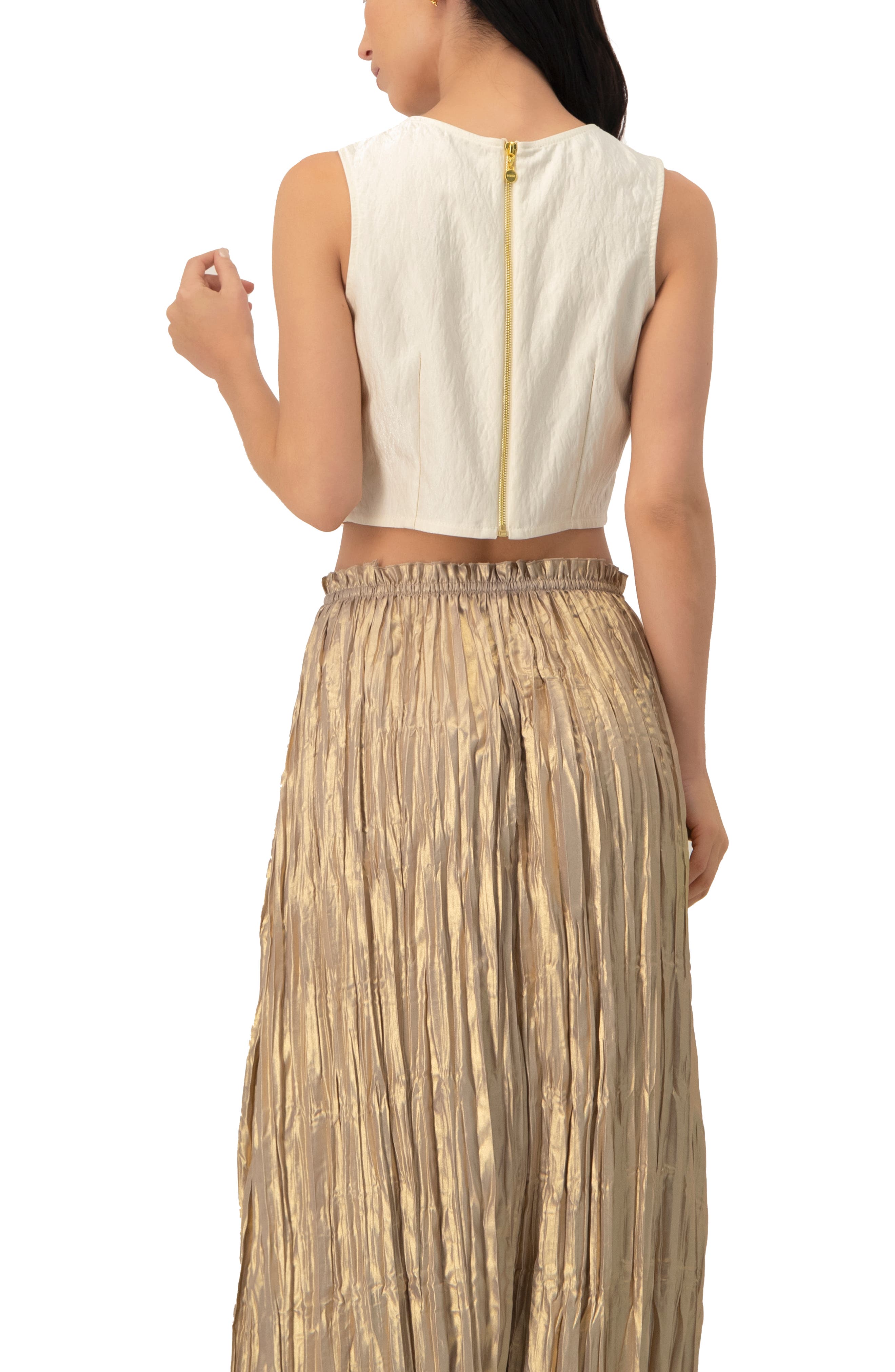 Cropped Sleeveless Top with Back Zip - image 2