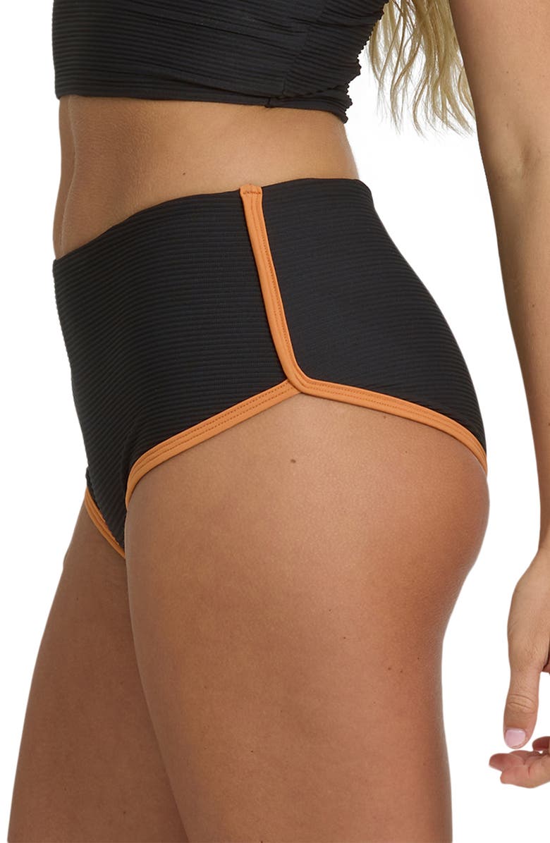 Billabong Tanlines Contrast Piping Bikini Bottoms, Alternate, color, Black