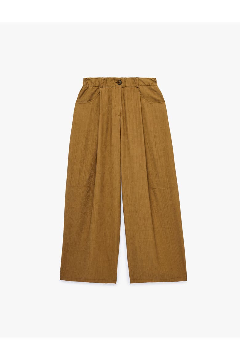 Pleated Wide Leg Trousers with Pocket, Alternate, color, KHAKI