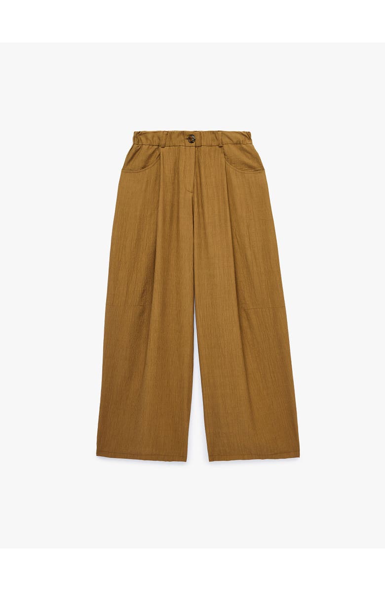 Koton Pleated Wide Leg Trousers with Pocket, Alternate, color, Khaki