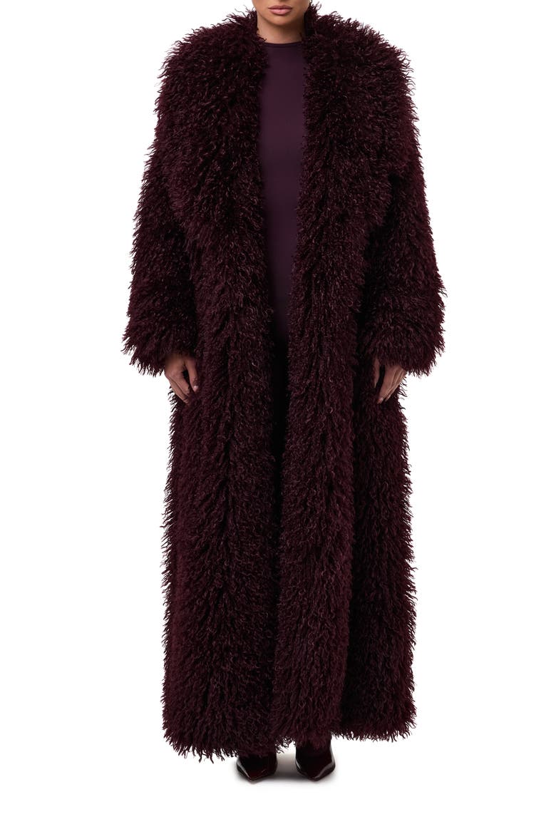 Faux Shearling Coat, Main, color, DARK PLUM