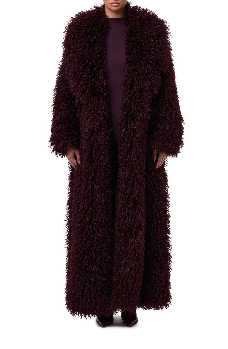 Naked Wardrobe Faux Shearling Coat, Main, color, Dark Plum