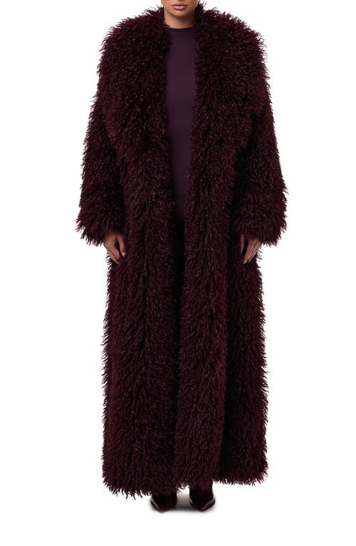 Naked Wardrobe Faux Shearling Coat In Brown
