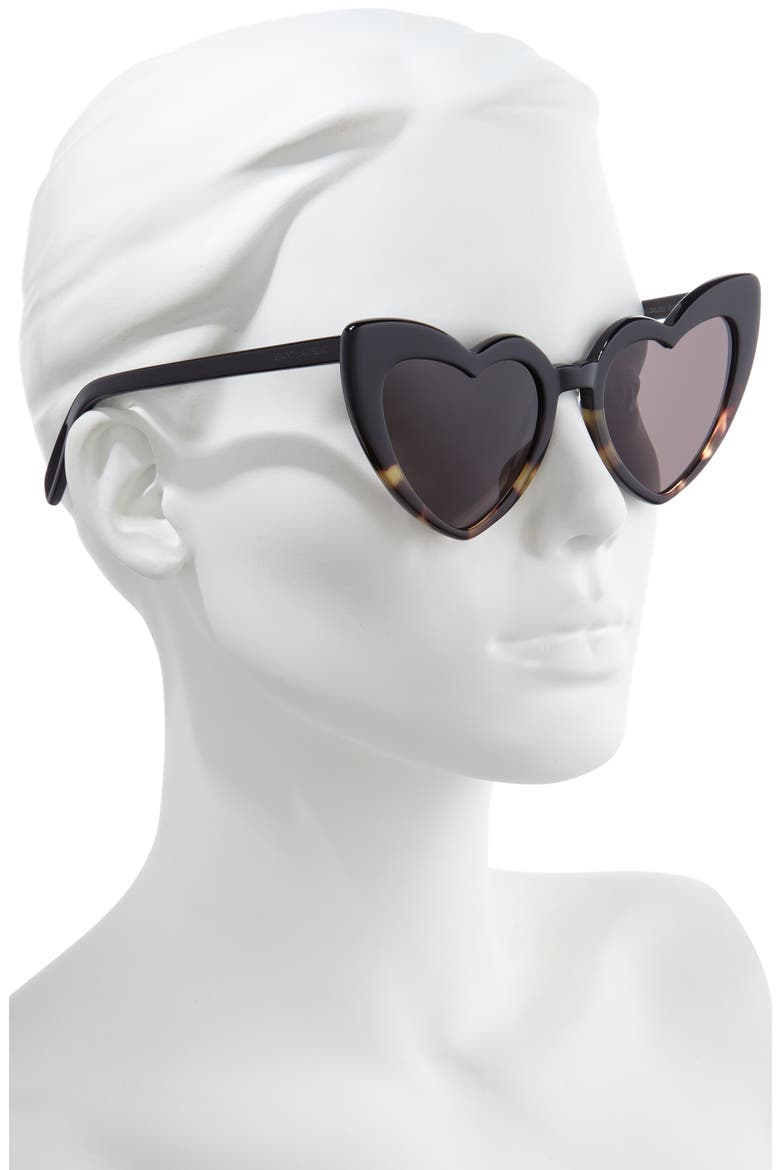 Loulou 54mm Heart Sunglasses, Alternate, color, BLACK HAVANA/ BLACK