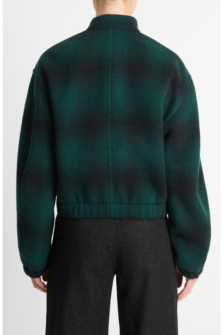 Shadow Plaid Wool Blend Bomber Jacket, Alternate, color, JUNIPER