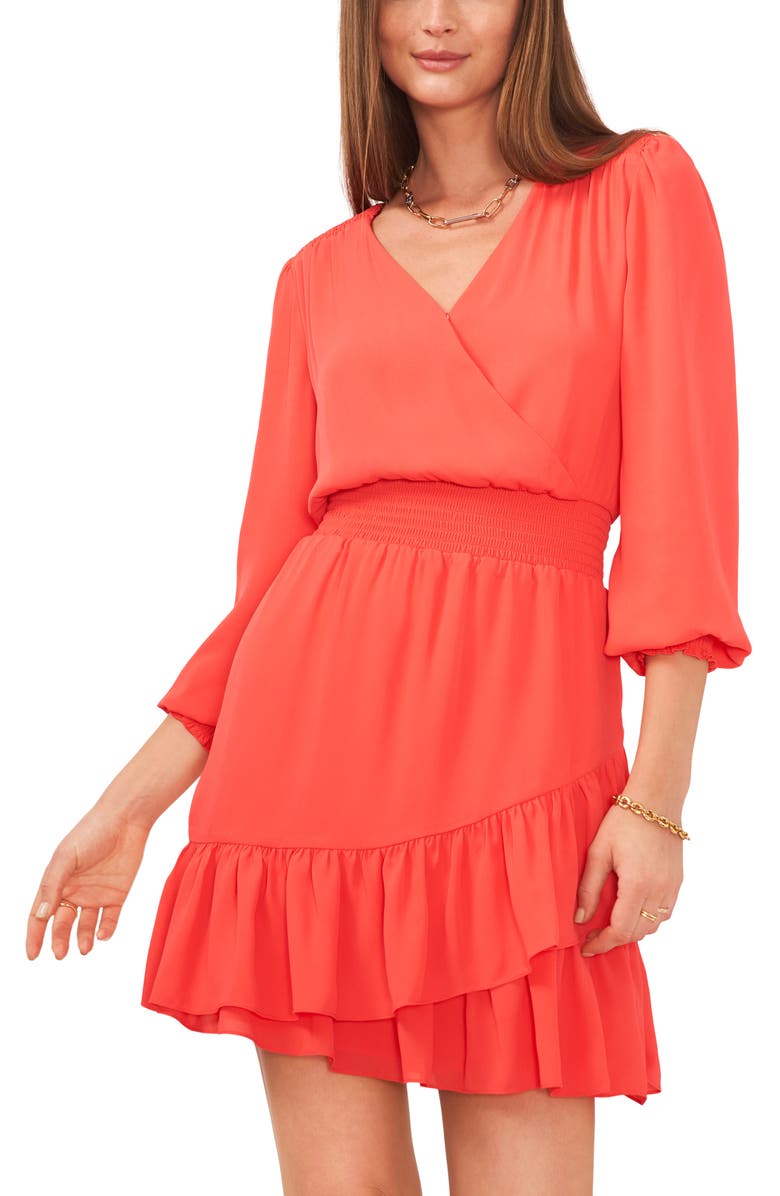 Vince Camuto Wrap Bodice Long Sleeve Dress, Alternate, color, 