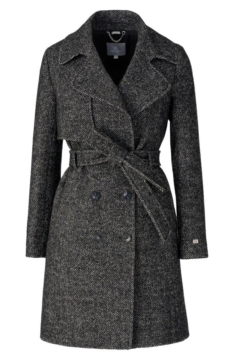 Soia & Kyo Fabianne Belted Wool Blend Coat, Alternate, color, Black