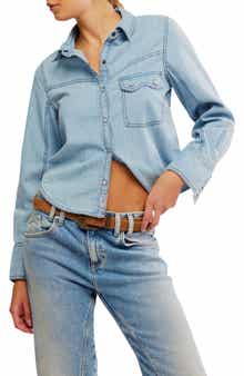 Free People Shrunken Cotton Denim Shirt