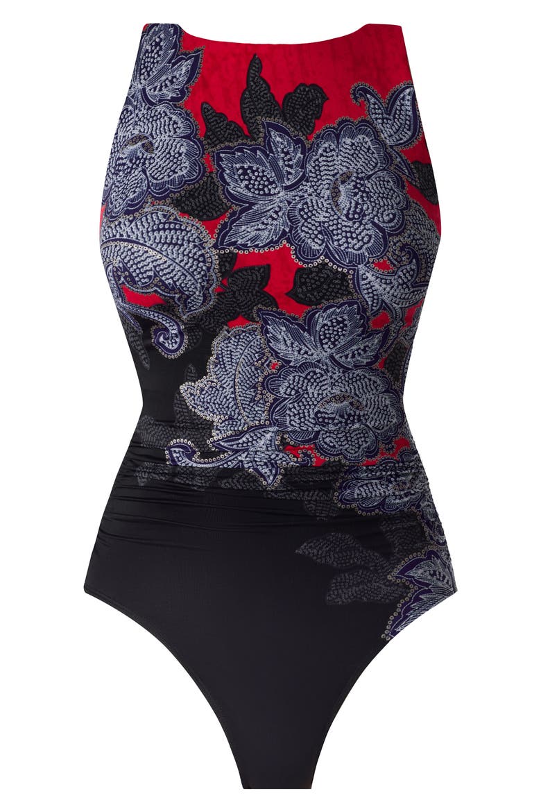 Steel Magnolias Regatta High Neck One-Piece Swimsuit, Alternate, color, BLACK/ MULTI