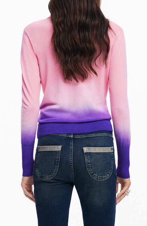 Desigual Pearls Ombré Crewneck Sweater In Pink