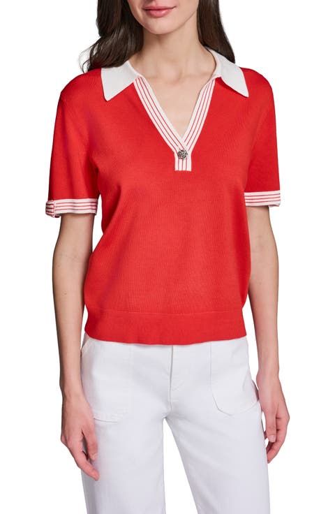 Polo Collar Short Sleeve Sweater