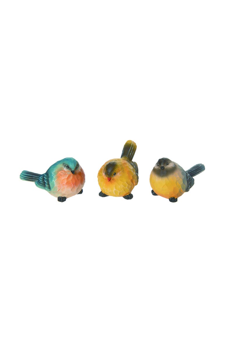 Transpac Small Resin Birds of a Feather Set of 3, Multicolor Decorative Bird Figurines, Spring Home Decor, 2.25in Tall, Indoor Tabletop, Main, color, Multi