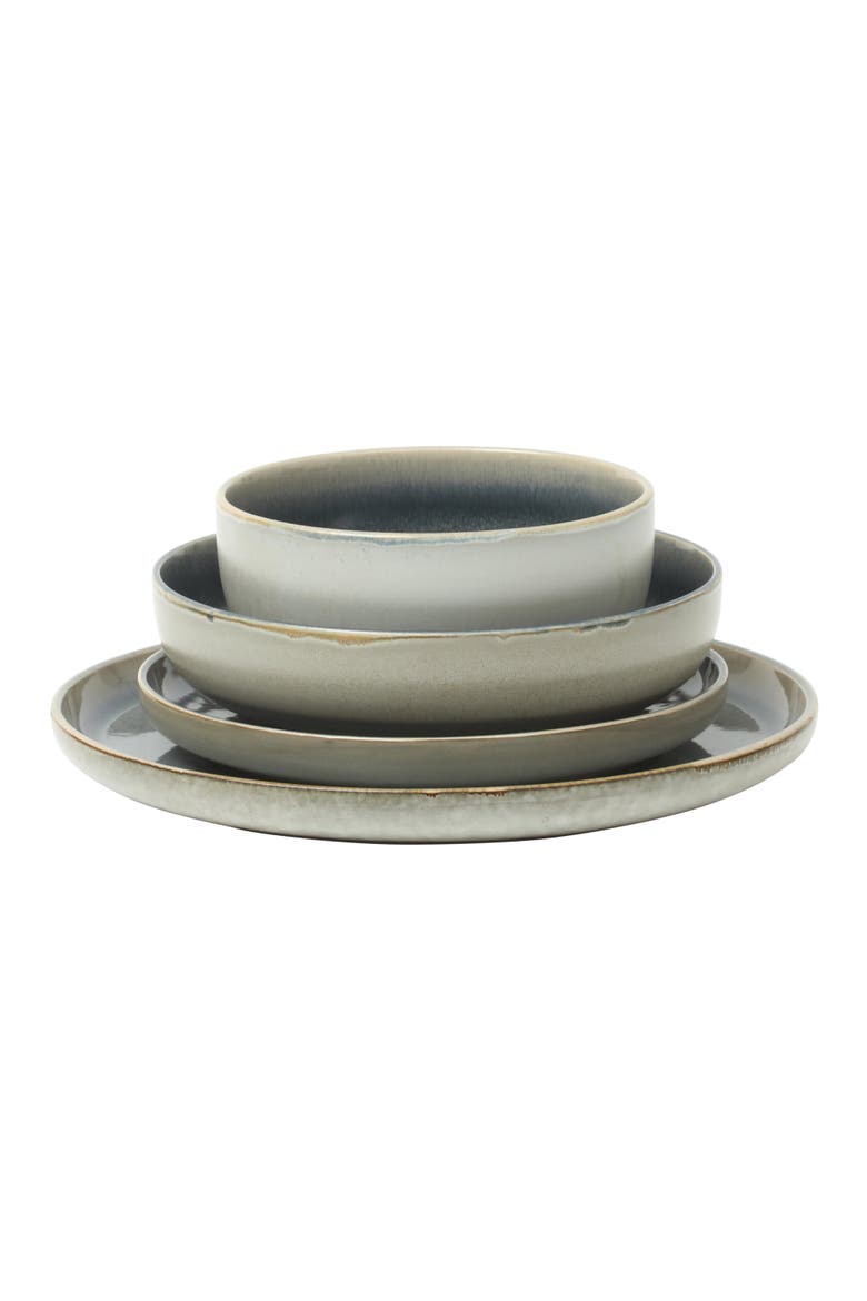 Sunveil Plates and Bowls Reactive Glaze Round Dishes Stoneware Ceramic Dinnerware Set, Alternate, color, Blue
