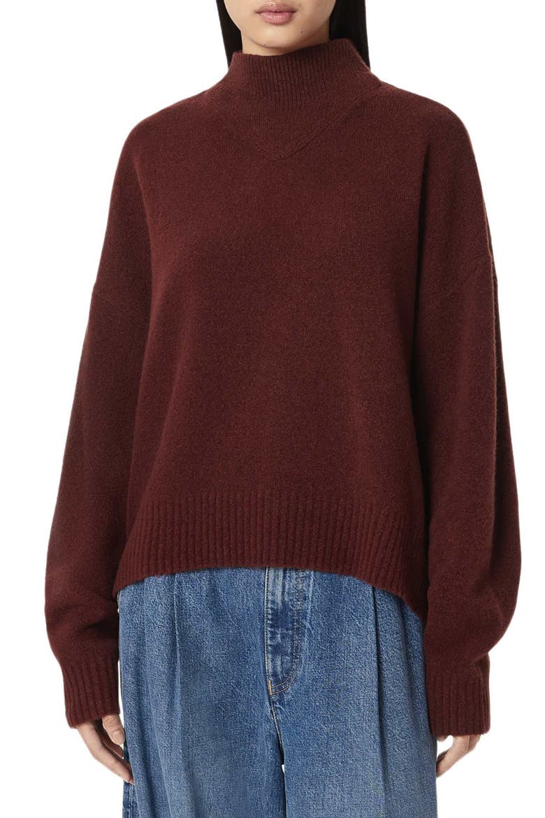 Asha Mock Neck Sweater, Main, color, BURGUNDY RED