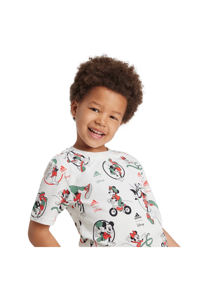 x Disney Kids' Mickey & Friends Allover Print T-Shirt & Shorts Set, Alternate, color, OFF WHITE/ MULTICOLOR