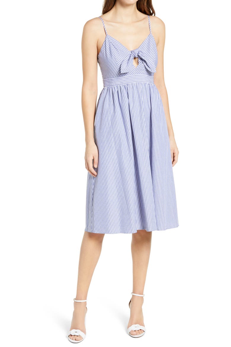Joyful Days Knot Front Sundress, Main, color, BLUE STRIPED