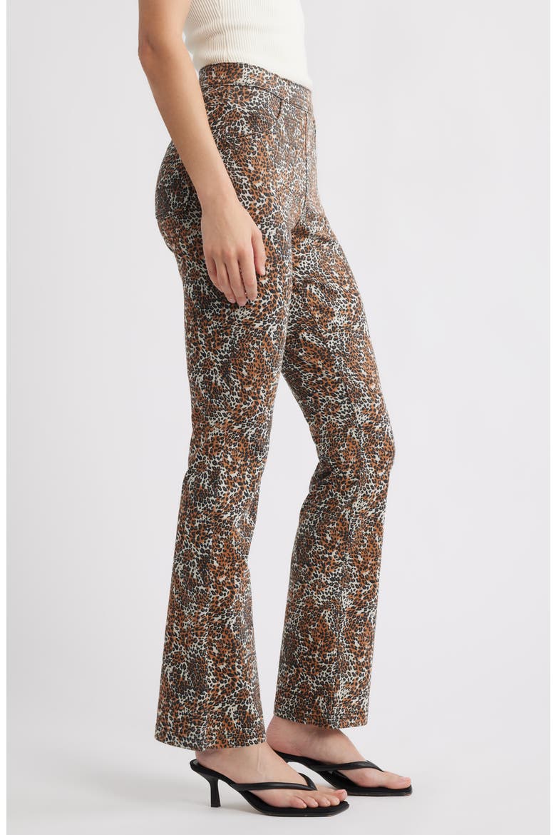 Leopard Print Pull-On Bootcut Jeans, Alternate, color, BROWN