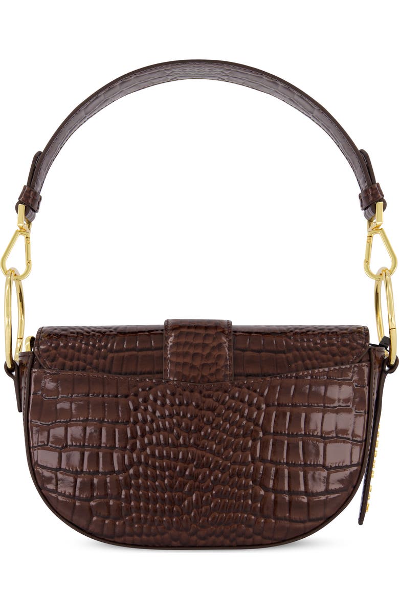 Mac Duggal Crocodile Embossed Leather Gold Hardware Saddle Bag, Alternate, color,