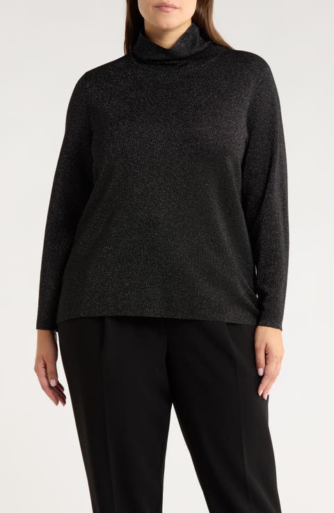 Metallic Turtleneck Sweater (Plus)