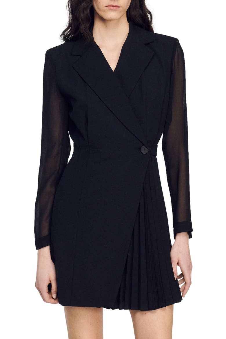 Wraparound dress, Alternate, color, BLACK