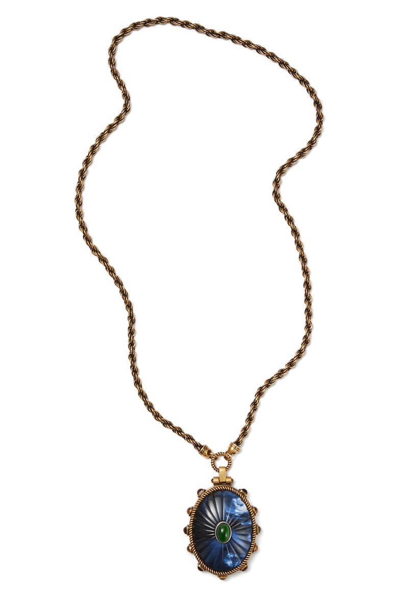 Cabochon Pendant Necklace, Main, color, GOLD PALLADIUM GREEN BLUE