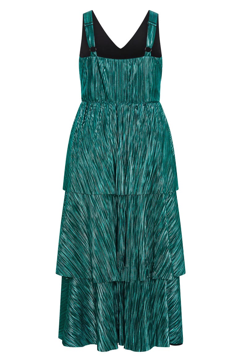 Metallic Tiered Maxi Dress, Alternate, color, EMERALD